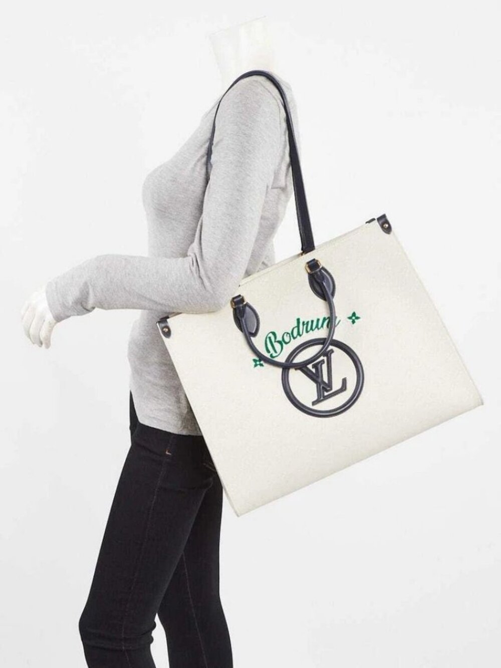 Louis Vuitton Beige Canvas Jacquard Tufted Bodrum OntheGo GM Bag